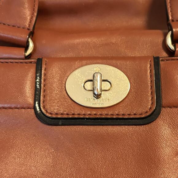 Kate Spade New York Bag Womens Size Medium Brown Leather Satchel Handbag Pocket - Picture 5 of 13